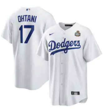 MLB Dodgers 17 Shohei Ohtani White 2024 World Series Nike Cool Base Jersey
