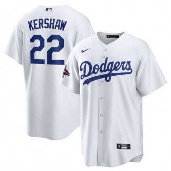 MLB Dodgers 22 Clayton Kershaw White 2024 World Series Champions Cool Base Jersey
