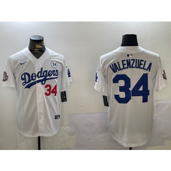 MLB Dodgers 34 Toro Valenzuela White 2024 World Series Nike Cool Base Jersey with 34 Patch