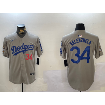 MLB Dodgers 34 Toro Valenzuela Grey 2024 World Series Champion Nike Cool Base Jersey