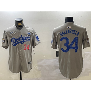 MLB Dodgers 34 Toro Valenzuela Grey 2024 World Series Nike Cool Base Jersey
