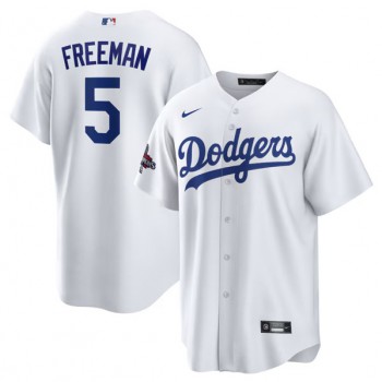 MLB Dodgers 5 Freddie Freeman White 2024 World Series Champions Nike Cool Base Jersey MLB Dodgers 5 Freddie Freeman White 2024 World Series Champions Nike Cool Base Jersey