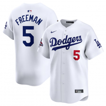 MLB Dodgers 5 Freddie Freeman White 2024 World Series Champions Nike Cool Base Jersey