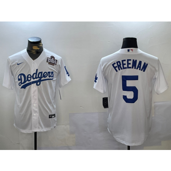 MLB Dodgers 5 Freddie Freeman White 2024 World Series Nike Cool Base Jersey