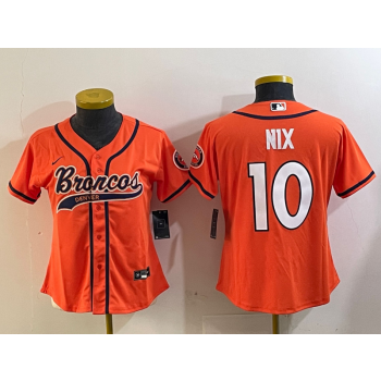 Nike Broncos 10 Bo Nix Orange Vapor Baseball Limited Women Jersey Nike Broncos 10 Bo Nix Orange Vapor Baseball Limited Women Jersey