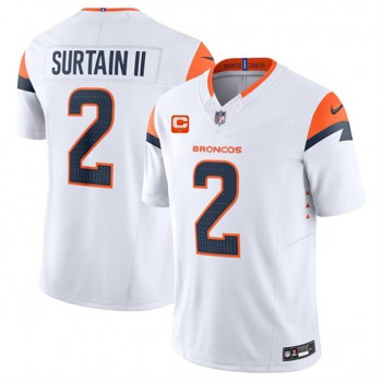 Nike Broncos 2 Pat Surtain II White F.U.S.E. Vapor Limited with C Patch Men Jersey Nike Broncos 2 Pat Surtain II White F.U.S.E. Vapor Limited with C Patch Men Jersey
