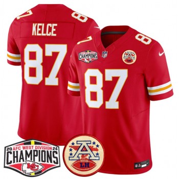 Nike Chiefs 87 Travis Kelce Red 2024 AFC West Division Champions F.U.S.E. Vapor Limited Men Jersey Nike Chiefs 87 Travis Kelce Red 2024 AFC West Division Champions F.U.S.E. Vapor Limited Men Jersey