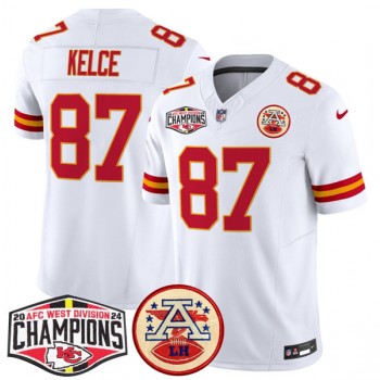Nike Chiefs 87 Travis Kelce White 2024 AFC West Division Champions F.U.S.E. Vapor Limited Men Jersey Nike Chiefs 87 Travis Kelce White 2024 AFC West Division Champions F.U.S.E. Vapor Limited Men Jersey