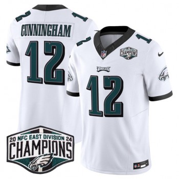 Nike Eagles 12 Randall Cunningham White 2024 NFC East Champions F.U.S.E. Vapor Limited Men Jersey
