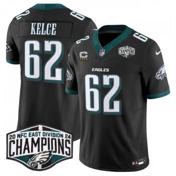 Nike Eagles 62 Jason Kelce Black 2024 NFC East Champions F.U.S.E. Vapor with C Patch Limited Men Jersey Nike Eagles 62 Jason Kelce Black 2024 NFC East Champions F.U.S.E. Vapor with C Patch Limited Men Jersey