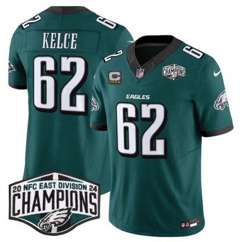 Nike Eagles 62 Jason Kelce Green 2024 NFC East Champions with C Patch F.U.S.E. Vapor Limited Men Jersey Nike Eagles 62 Jason Kelce Green 2024 NFC East Champions with C Patch F.U.S.E. Vapor Limited Men Jersey