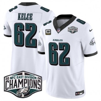 Nike Eagles 62 Jason Kelce White 2024 NFC East Champions with C Patch F.U.S.E. Vapor Limited Men Jersey Nike Eagles 62 Jason Kelce White 2024 NFC East Champions with C Patch F.U.S.E. Vapor Limited Men Jersey