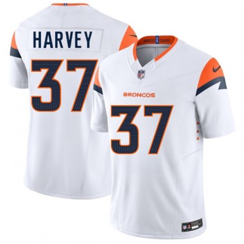 Nike Broncos 37 RJ Harvey White 2025 Draft F.U.S.E. Vapor Limited Men Jersey