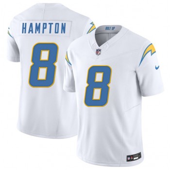 Nike Chargers 8 Omarion Hampton White 2025 Draft F.U.S.E. Vapor Limited Men Jersey