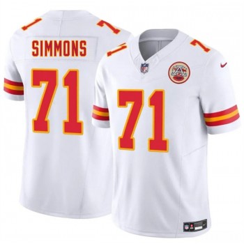 Nike Chiefs 71 Josh Simmons White 2025 Draft F.U.S.E. Vapor Limited Men Jersey