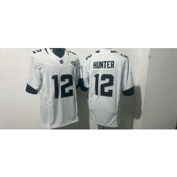 Nike Jaguars 12 Travis Hunter White 2025 Draft F.U.S.E. Vapor Limited Men Jersey