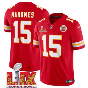 Nike Chiefs 15 Patrick Mahomes Pink 2025 Super Bowl Vapor Limited Women Jersey