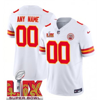 Nike Chiefs Customized White 2025 Super Bowl LIX F.U.S.E. Vapor Limited Men Jersey