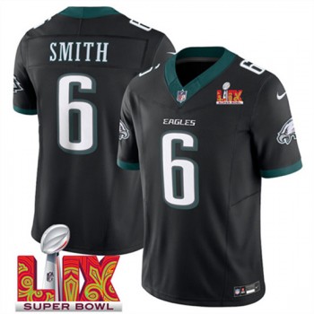 Nike Eagles 6 DeVonta Smith Black 2025 Super Bowl LIX F.U.S.E. Vapor Limited Men Jersey