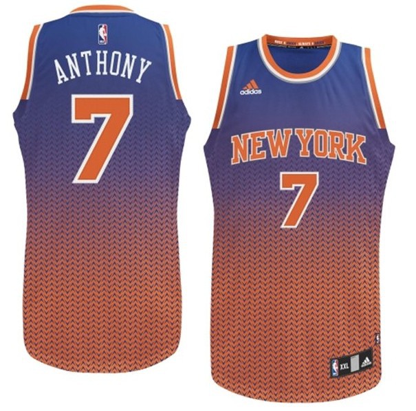 Knicks 7 Anthony Blue And Orange Resonate Fashion Swingman Jersey