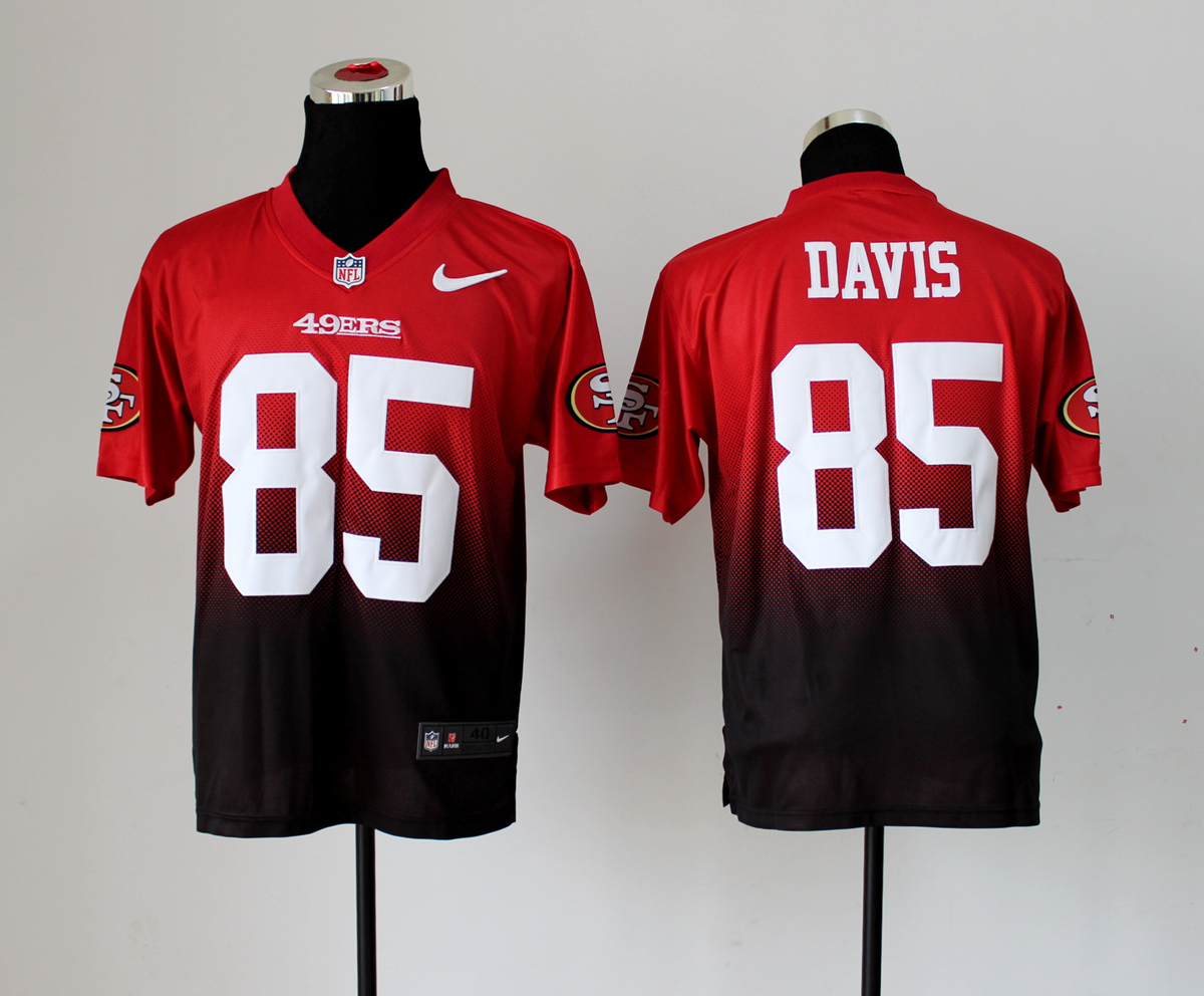 Nike 49ers 85 Davis Red And Black Drift II Elite Jerseys