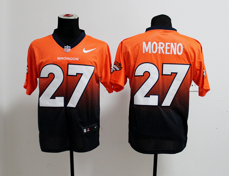 Nike Broncos 27 Moreno Orange And Black Drift II Elite Jerseys