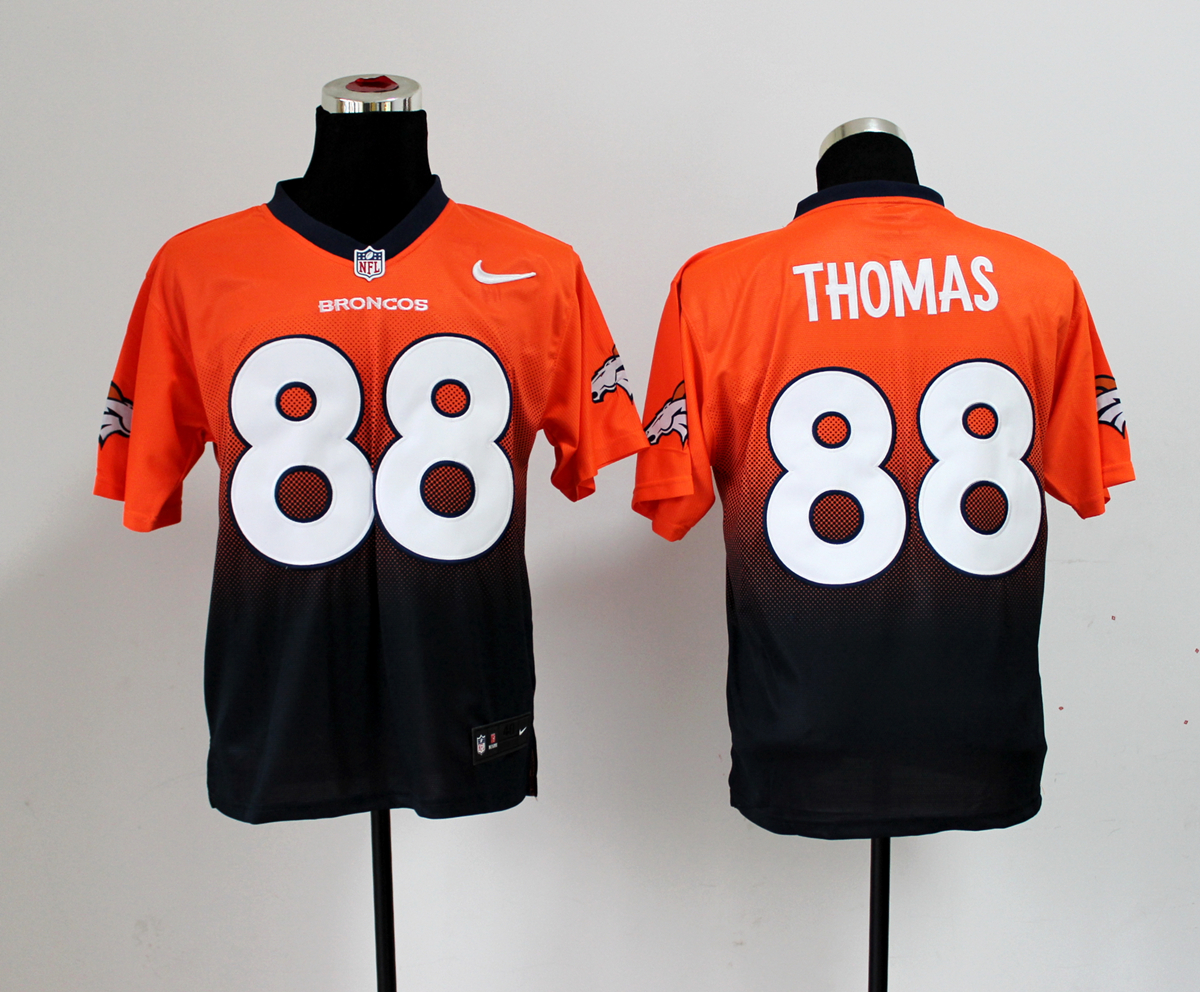 Nike Broncos 88 Thomas Orange And Black Drift II Elite Jerseys