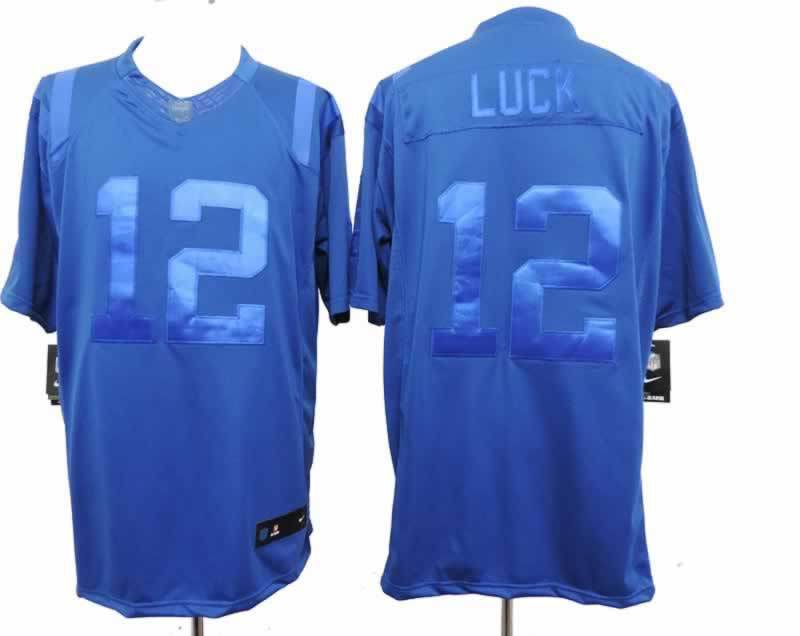 Nike Colts 12 Luck Blue Drenched Limited Jerseys