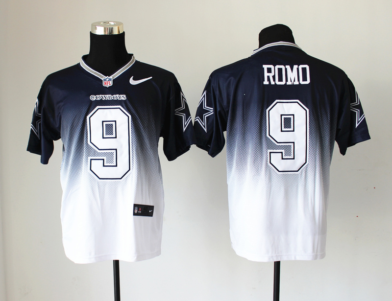 Nike Cowboys 9 Romo Blue And White Drift II Elite Jerseys