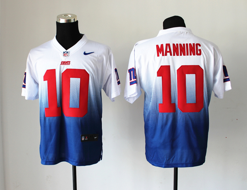 Nike Giants 10 Manning White And Blue Drift II Elite Jerseys