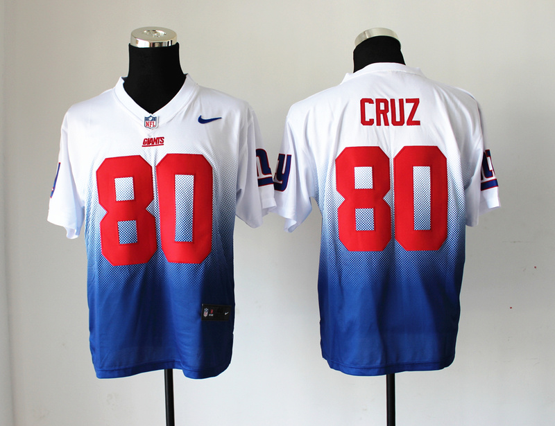 Nike Giants 80 Cruz White And Blue Drift II Elite Jerseys