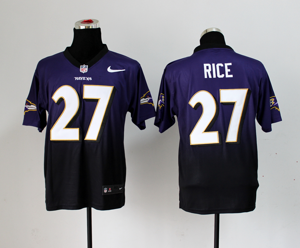 Nike Ravens 27 Rice Purple And Black Drift II Elite Jerseys