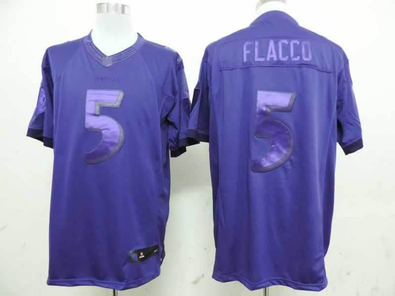 Nike Ravens 5 Flacco Purple Drenched Limited Jerseys