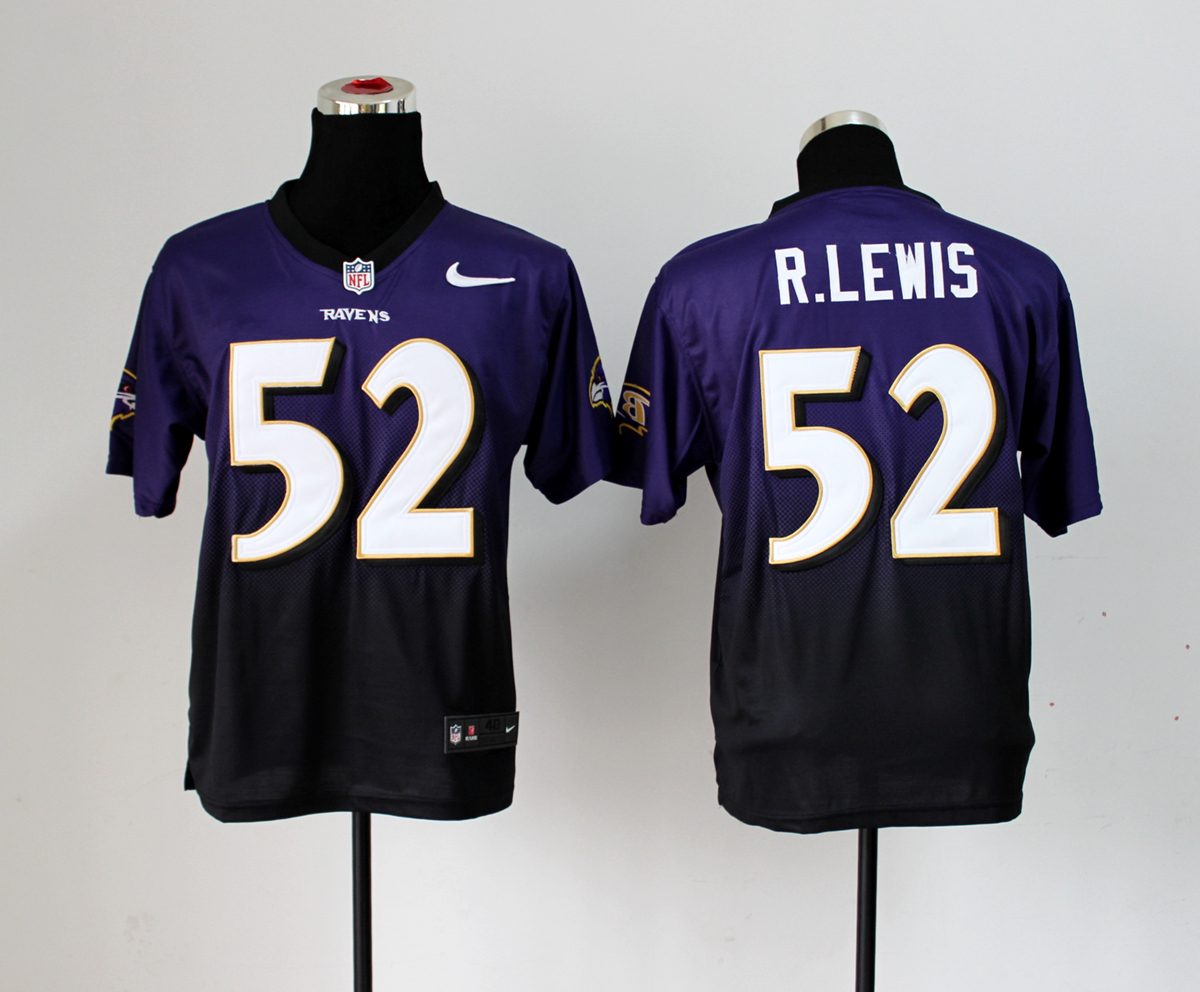 Nike Ravens 52 R.Lewis Purple And Black Drift II Elite Jerseys