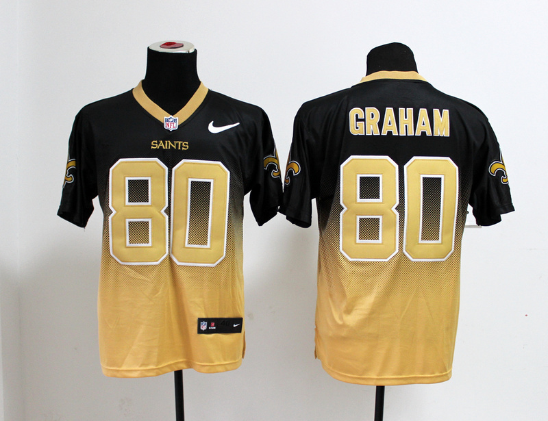 Nike Saints 80 Graham Black And Gold Drift II Elite Jerseys