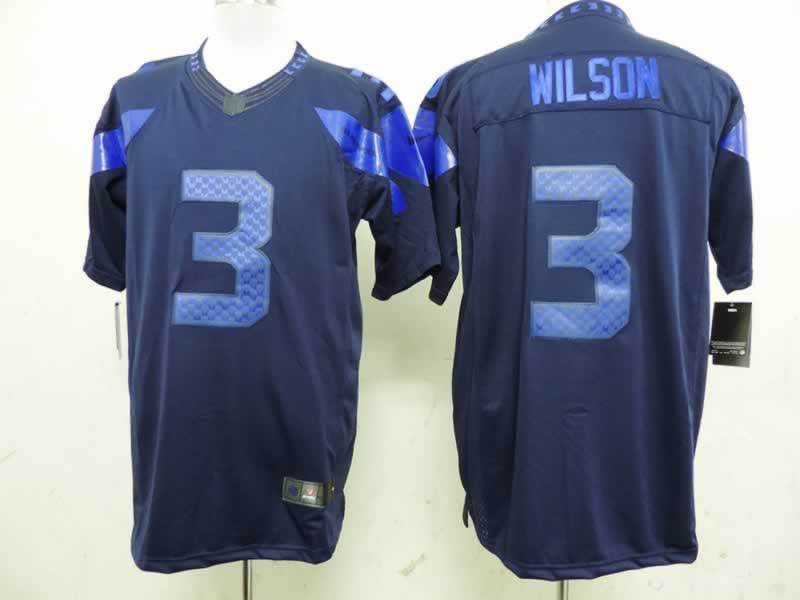 Nike Seahawks 3 Wilson Blue Drenched Limited Jerseys