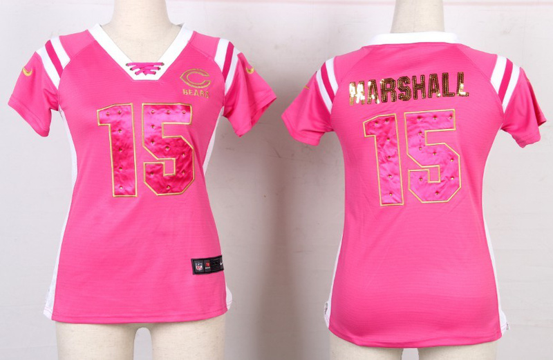Nike Bears 15 Marshall Pink Sequin Lettering Women Jerseys