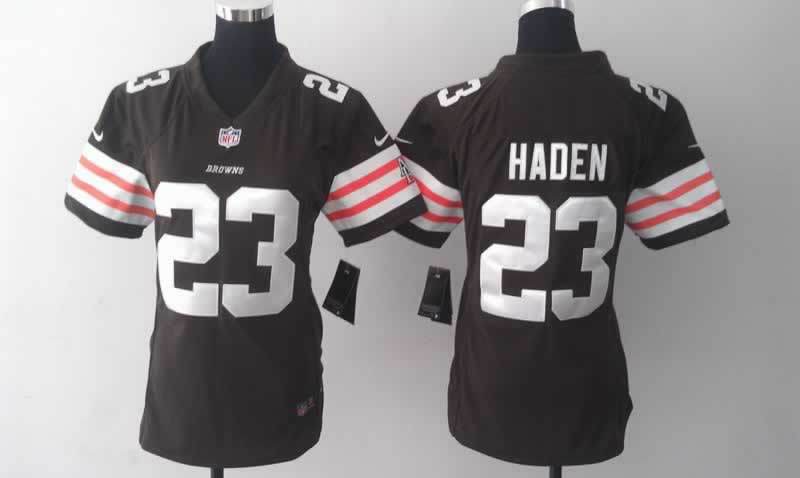 Nike Browns 23 Haden Brown Women Game Jerseys