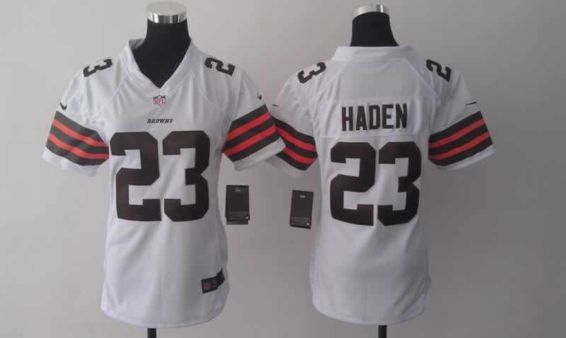 Nike Browns 23 Haden White Women Game Jerseys