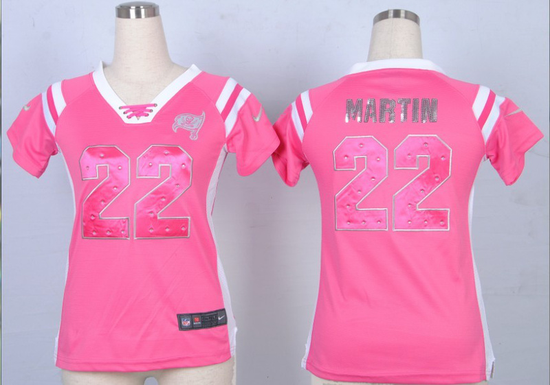 Nike Buccaneers 22 Martin Pink Sequin Lettering Women Jerseys
