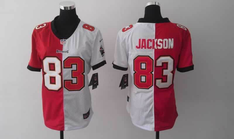 Nike Buccaneers 83 Jackson Red And White Split Women Jerseys