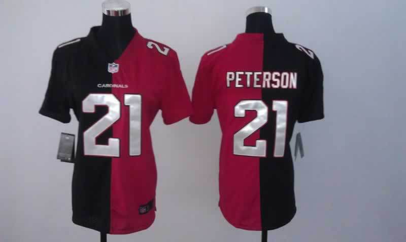 Nike Cardinals 21 Peterson Black And Red Split Women Jerseys