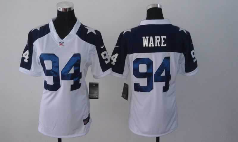 Nike Cowboys 94 Ware White Thanksgiving Women Game Jerseys