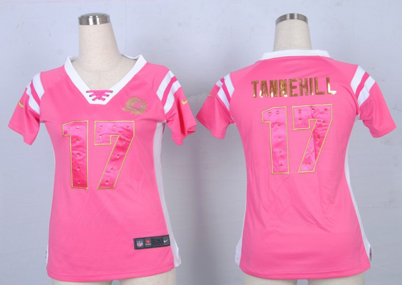 Nike Dolphins 17 Tannehill Pink Sequin Lettering Women Jerseys