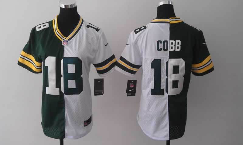 Nike Packers 18 Cobb Green And White Split Women Jerseys