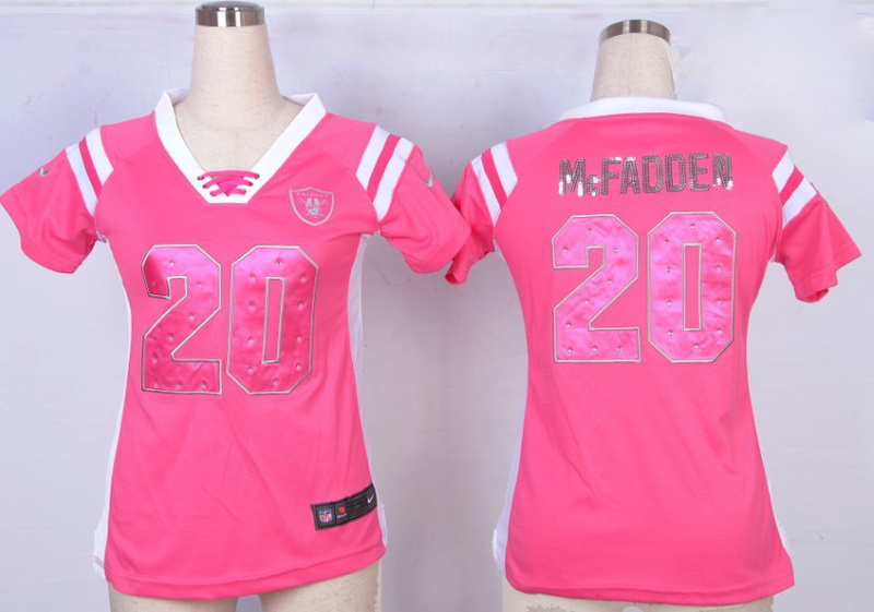 Nike Raiders 20 McFadden Pink Sequin Lettering Women Jerseys