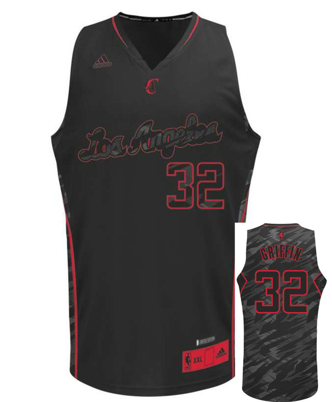 Clippers 32 Griffin Black Stacked Swingman Jerseys