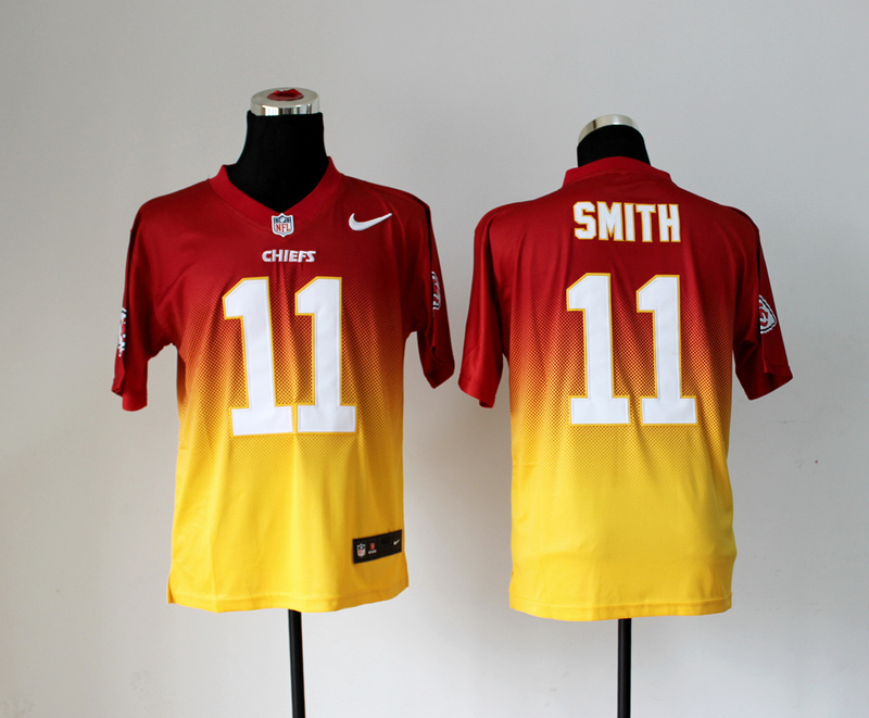 Nike Chiefs 11 Smith Red And Gold Drift II Elite Jerseys