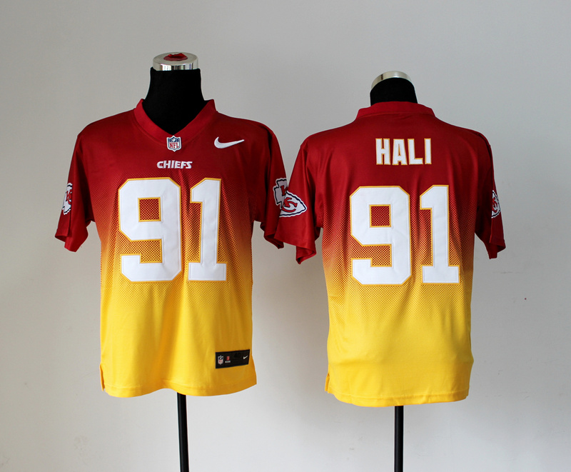 Nike Chiefs 91 Hali Red And Gold Drift II Elite Jerseys