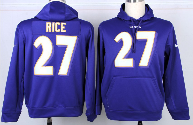 Nike Ravens 27 Rice Purple Pullover Hoodie